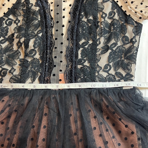 Giffniseti NWT Mesh Polkadot Whimsygoth Witchy Fairy Black Cream FlowyMaxi Dress - Picture 12 of 15